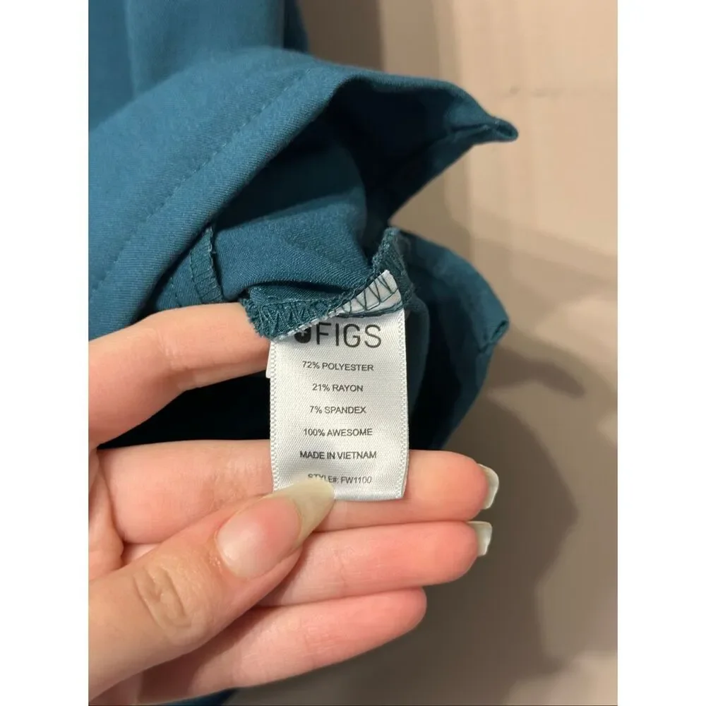 FIGS Limited Edition Casma 3 Pocket Caribbean Blue Medical Scrub Top Women's L - Picture 6 of 11